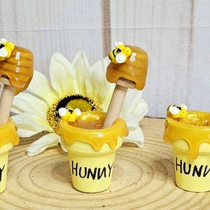Winnie the Pooh mini honey pot-Winnie the Pooh baby shower decor-Bee theme baby shower decor-Bee decor- Faux honey pot-Bee tiered tray decor