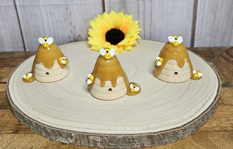 Wooden Beehive with faux honey-Bee decoration-Bee theme Baby Shower decoration-Bee 1st birthday-Bee Gender reveal-Bee tiered tray decor image 7