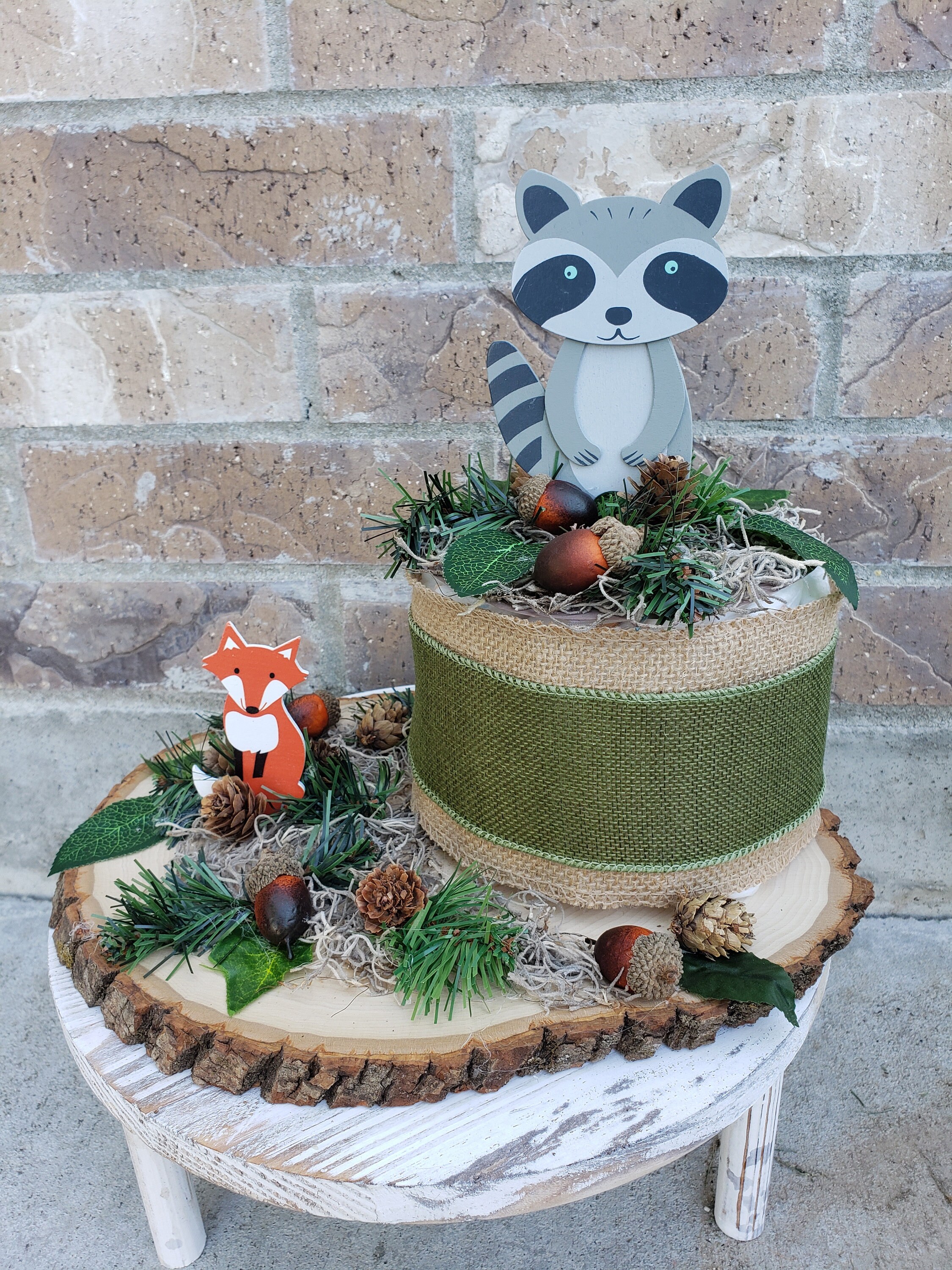 Woodland Animals Diaper Cake Centerpiece- Woodland Animals Baby Shower ...