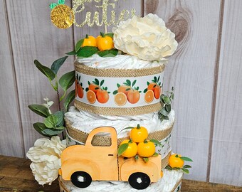 Two Little Cuties diaper cake-Twin diaper cake-Two Little Cuties baby shower decoration-Twin centerpiece-Twin Cutie decor-Twin Baby gift