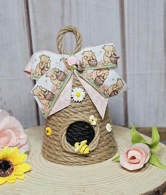 Winnie The Pooh Cake Topper For Baby Showers & 1st Birthdays - Double-Sided Hunny Pot Design, Includes Sticks & Glue