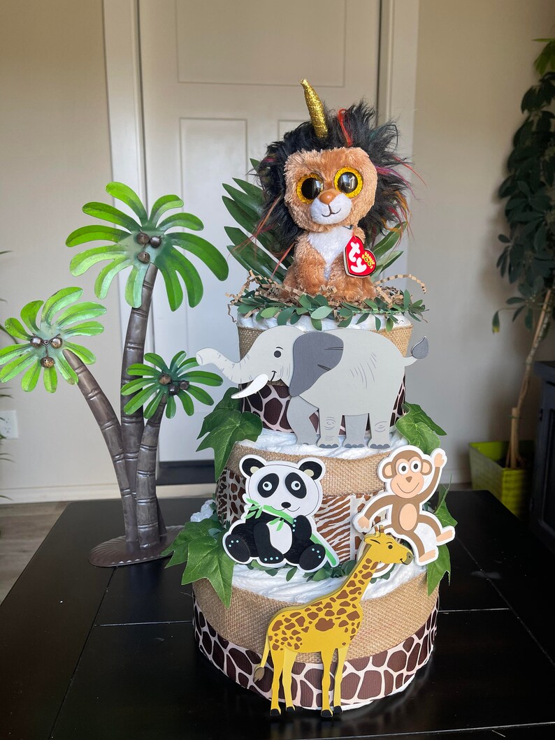 Jungle Safari Diaper Cakesafari Baby Shower Baby Shower Etsy