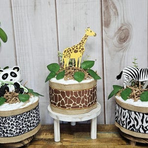 Jungle Safari mini diaper cakes-Safari animals baby shower centerpiece-Safari party decor-Jungle animals Baby gift-new mom gift