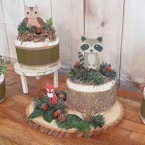 Woodland Animals Diaper cake centerpiece- Woodland animals baby shower decoration-Woodland Animals table decor-Forest animals decor