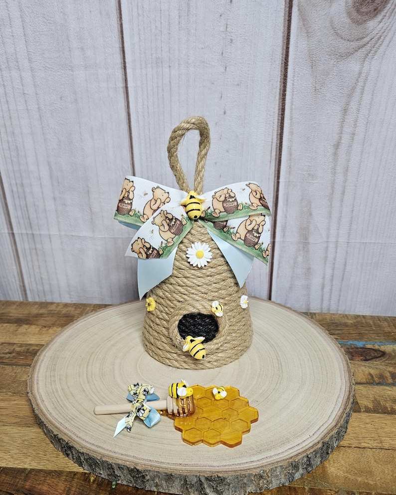 Winnie the Pooh 2 tier diaper cake centerpiece for Boy-Classic Winnie the Pooh Baby shower decor for boy-Pooh centerpiece-Vintage Pooh decor bild 5