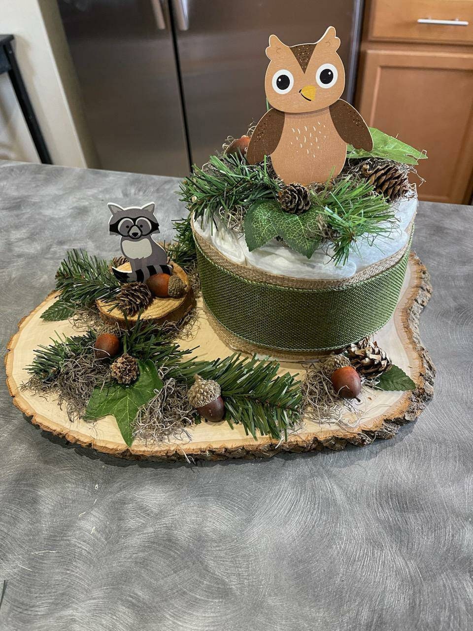 Woodland Animals Diaper Cake Centerpiece- Woodland Animals Baby Shower ...