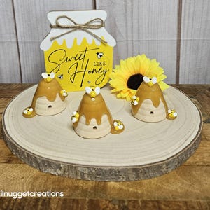 Wooden Beehive with faux honey-Bee decoration-Bee theme Baby Shower decoration-Bee 1st birthday-Bee Gender reveal-Bee tiered tray decor image 8