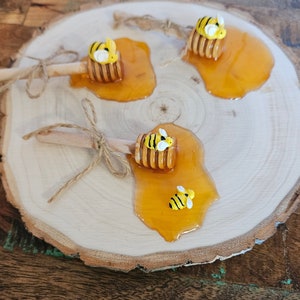 Faux Honey Spill Dippers-Bee theme Baby Shower decor-Bee table decor- What Will It Bee Gender Reveal-Bee tiered tray decor-Bee Party favors