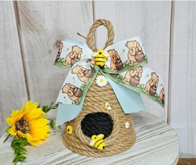 Winnie the Pooh 2 tier diaper cake centerpiece for Boy-Classic Winnie the Pooh Baby shower decor for boy-Pooh centerpiece-Vintage Pooh decor bild 6