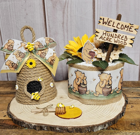 Winnie the Pooh mini diaper cake centerpiece-Classic Winnie the Pooh Baby shower decoration-Pooh centerpiece-Mommy to be gift- Baby gift