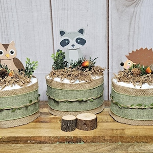 Woodland Animals mini diaper cakes-Woodland animals baby shower decoration-Woodland animals baby shower centerpiece-Forest animal decor