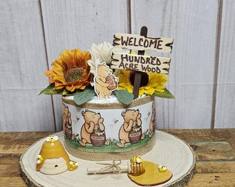 Winnie the Pooh mini diaper cake centerpiece-Classic Winnie the Pooh Baby shower decor-Pooh Party decor- Mommy to be gift-Pooh 1st birthday