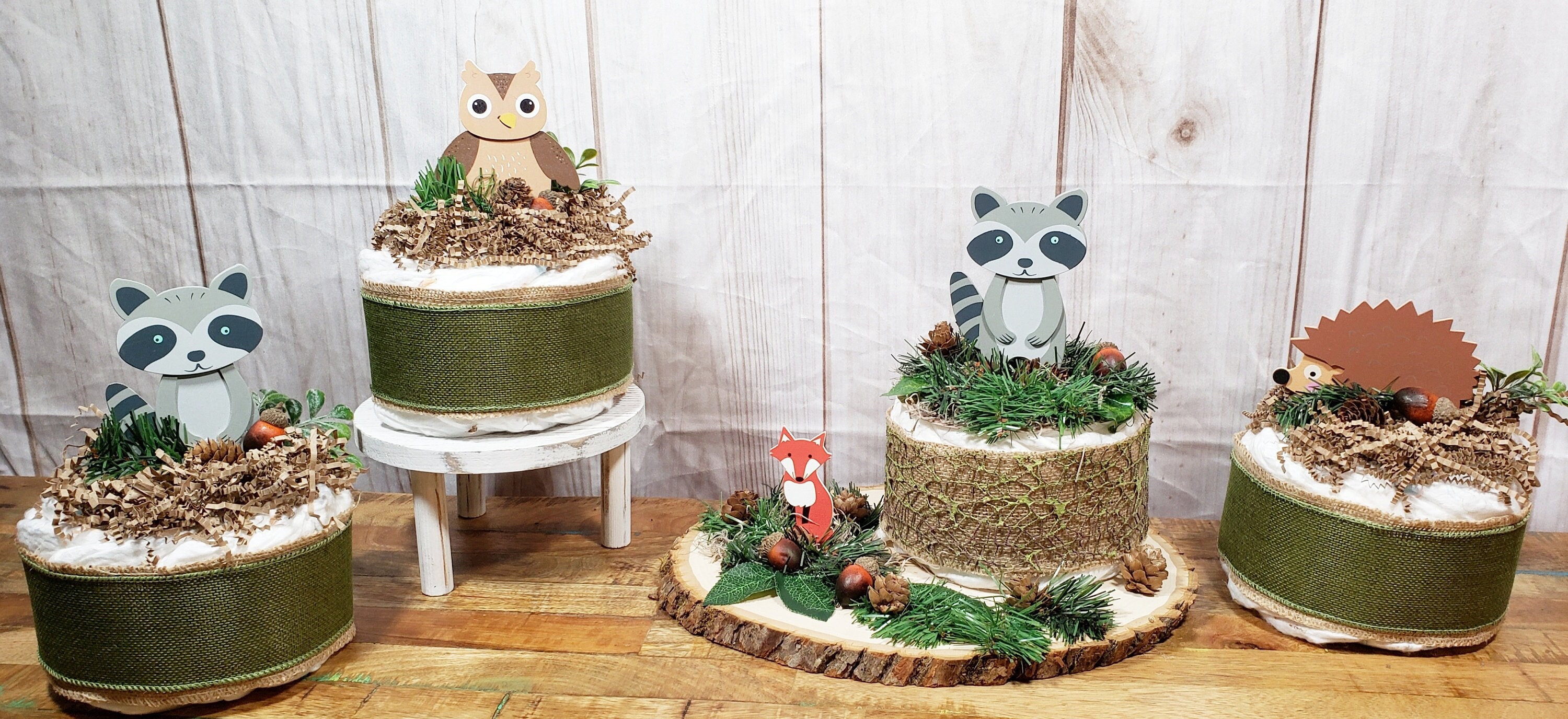 Woodland Animals Diaper Cake Centerpiece- Woodland Animals Baby Shower ...