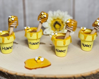 Winnie the Pooh mini honey pot-Winnie the Pooh baby shower decor-Bee theme baby shower decor-Bee decor- Faux honey pot-Bee tiered tray decor