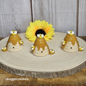 Wooden Beehive with faux honey-Bee decoration-Bee theme Baby Shower decoration-Bee 1st birthday-Bee Gender reveal-Bee tiered tray decor image 9