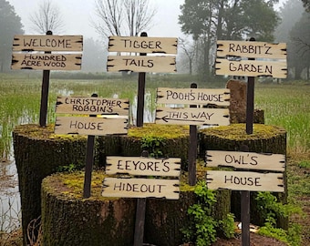 Winnie The Pooh Small Hundred Acre Wood Signs-Pooh baby shower decoration-Pooh 1st birthday decor-Hundred Acre Wood signs ONLY-100 Acre wood
