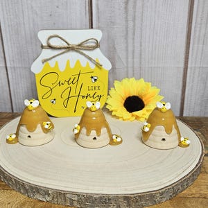 Wooden Beehive with faux honey-Bee decoration-Bee theme Baby Shower decoration-Bee 1st birthday-Bee Gender reveal-Bee tiered tray decor image 3