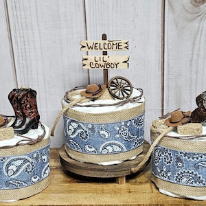 Cowboy diaper cake set-Cowboy Baby shower decor-Cowboy baby shower centerpiece-Western baby shower decor for boy-Baby boy gift idea
