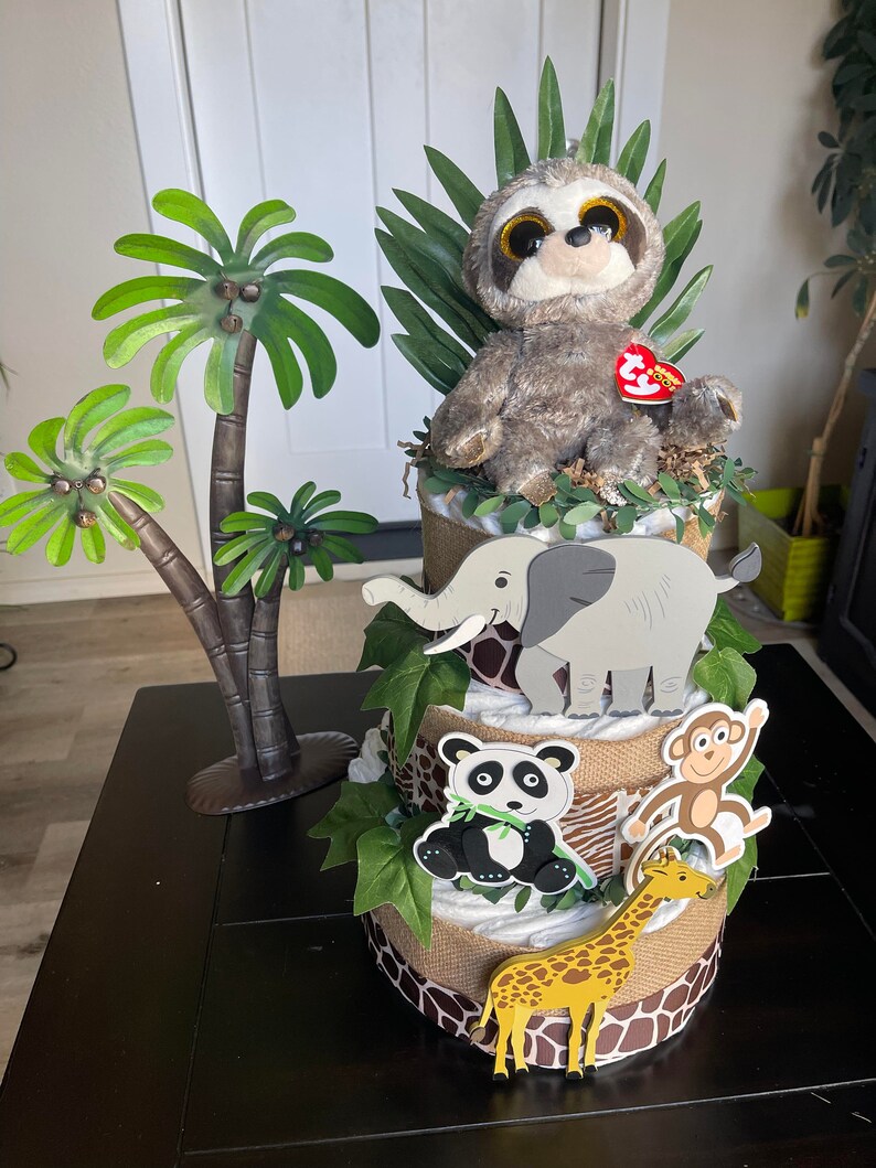 Jungle Safari Diaper Cakesafari Baby Shower Baby Shower Etsy