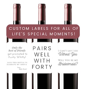 Custom Wine and Champagne Labels | Personalized Gifts for Him & Her | Housewarming | Hosting | Personalized Gift  | Wine Night | Wine Lover
