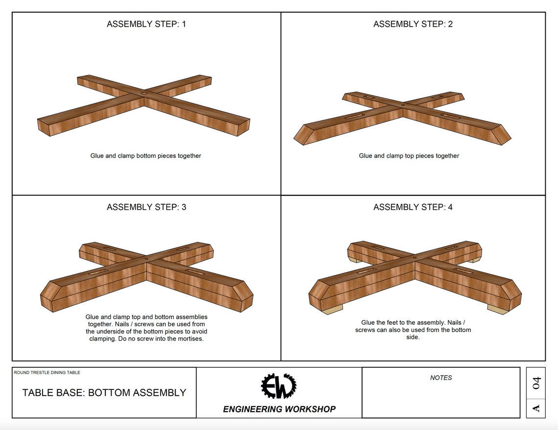 DIY Round Trestle Dining Table Plans Etsy