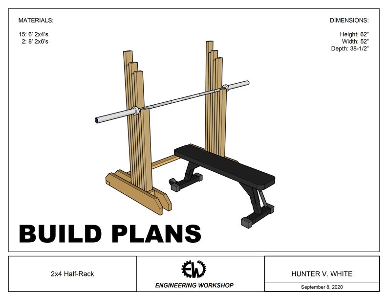DIY 2x4 Halfrack Plans Etsy UK