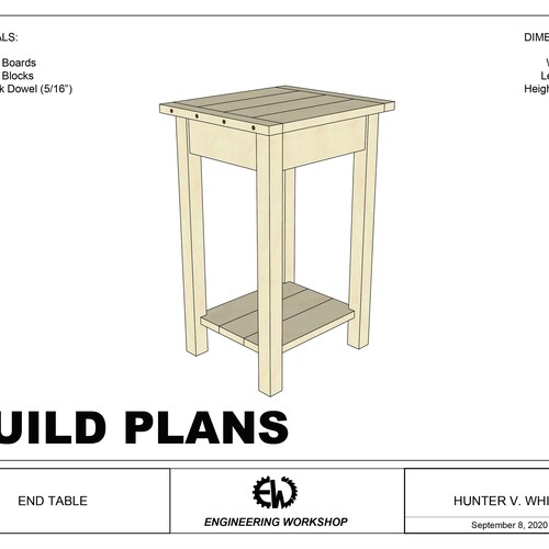 Farmhouse End Table Plans With Pictures Etsy