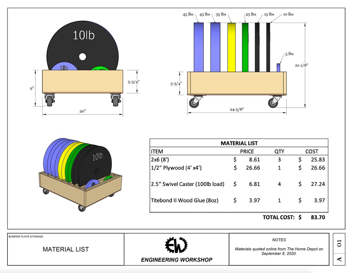 DIY Rogue Echo Bumper Plate Storage Plans Etsy