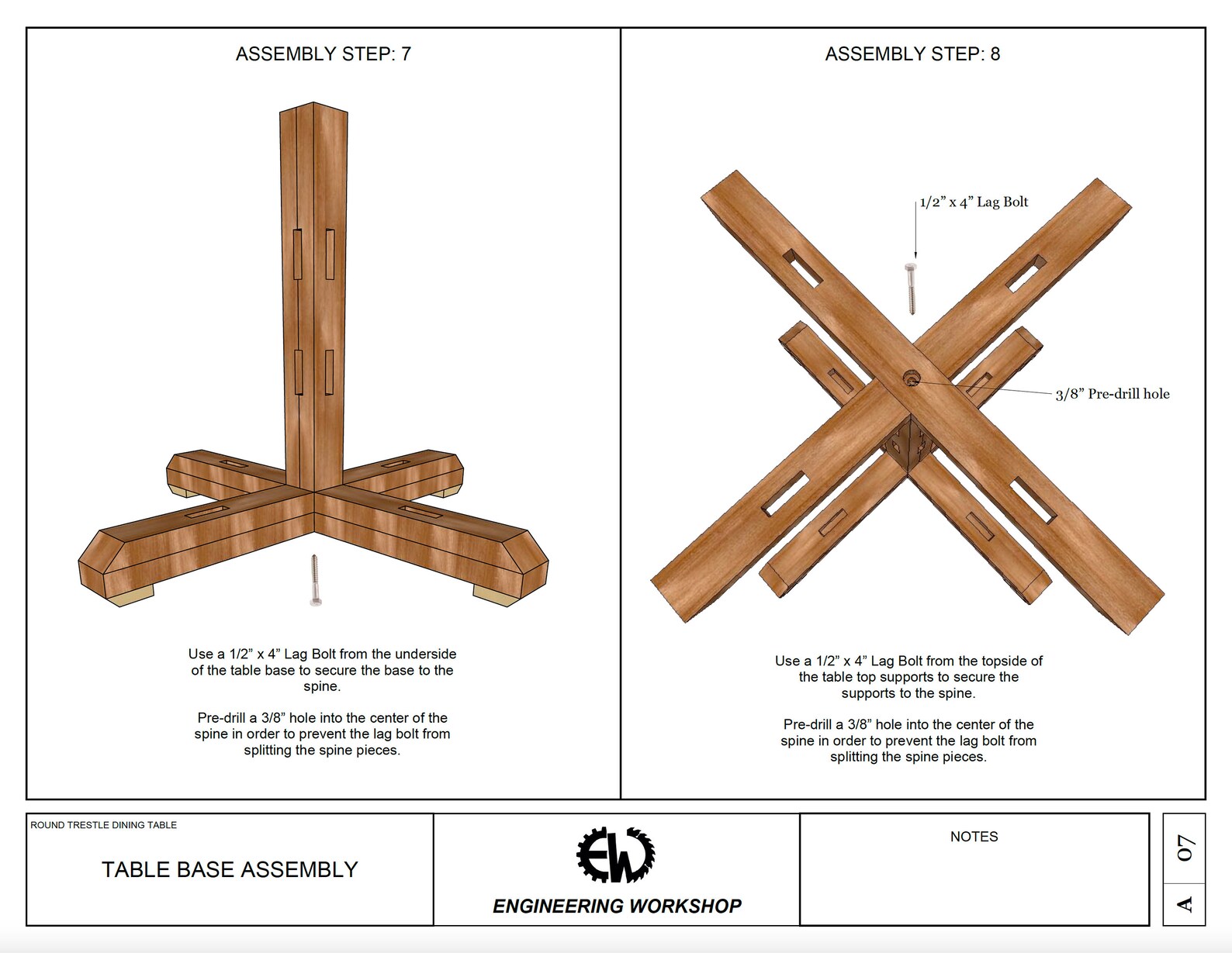 DIY Round Trestle Dining Table Plans Etsy
