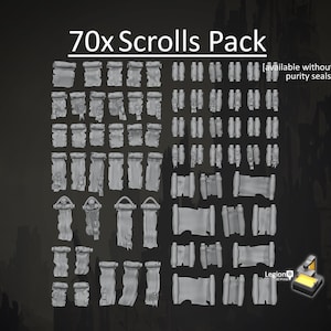 Pacchetto di accessori per poster, carte, pergamene in miniatura, giuramenti (70x) - per hobby, wargame, pezzi per modelli, Space Marine Fantasy AoS 30k, conversioni di eresie