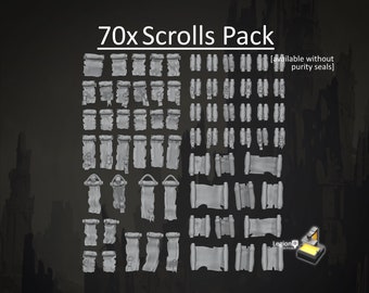 70x Miniature Scrolls Oaths Papers Posters Accessory Pack - for Hobby Wargaming Model Bits Space Marine Fantasy AoS 30k Heresy Conversions