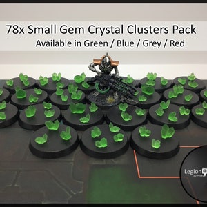 Small Gem Crystal Clusters Pack (78x) in Green Blue Grey Red - for Wargaming Model Bases AoS 30k Heresy Conversions Gift Tabletop