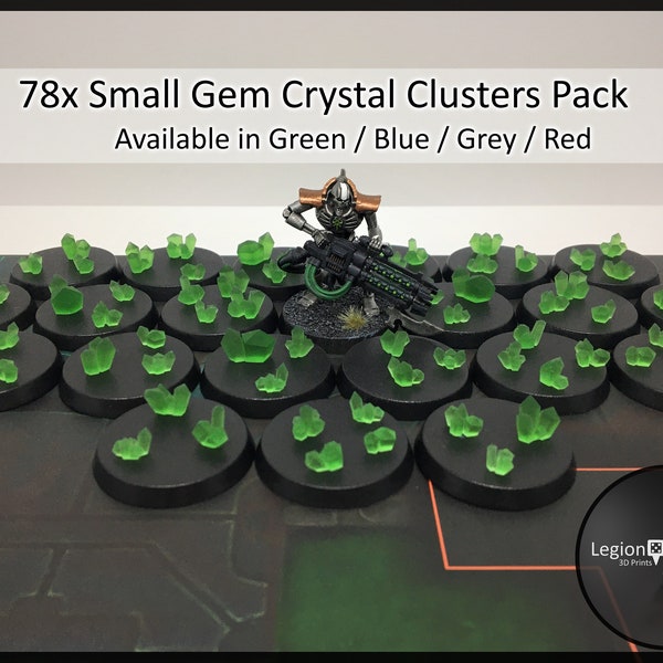 78x Small Gem Crystal Clusters Pack in Green Blue Grey Red - for Wargaming Model Bases AoS 30k Heresy Conversions Gift Tabletop