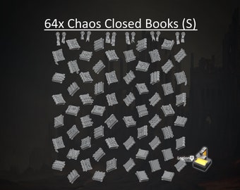 Pack de Libros Cerrados en Miniatura del Caos S (64x) - para piezas de modelos de juegos de guerra de 28 mm y 32 mm - Fantasía AoS 30k Herejía Conversiones Regalo para juegos de mesa