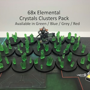 Element Crystal Clusters Packs (68x) in Clear Green Blue Grey Red Resin - for Wargaming Model Bases 30k Heresy Conversions  Tabletop