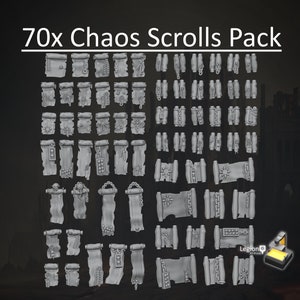 Pacchetto di accessori con poster e carte dei patti di Chaos Scrolls (70x) - per modellismo di hobby Wargaming - Fantasy AoS 30k Heresy Conversions Gift Tabletop