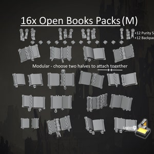 Modular Open Books Accessory Packs M (16x) - for Hobby Wargaming Model Bits - Fantasy AoS 30k Heresy Conversions Gift Tabletop