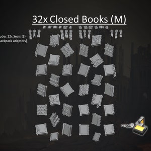 Miniature Closed Books Pack M (32x) - for 28mm 32mm Hobby Wargaming Model Bits - Fantasy AoS 30k Heresy Conversions Gift Tabletop