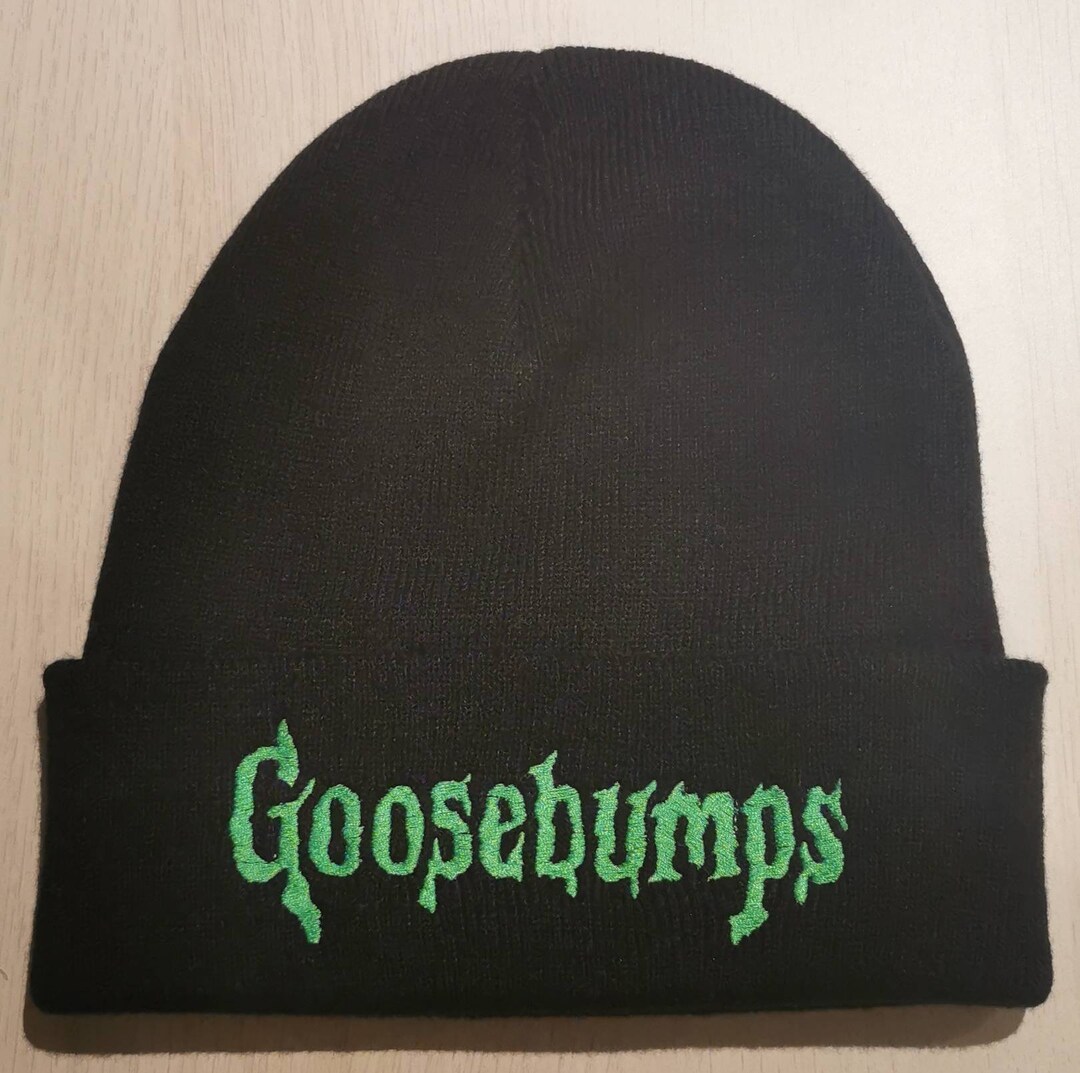 Goosebumps Winter Beanie Hat Skull Retro Black Green Slime Etsy