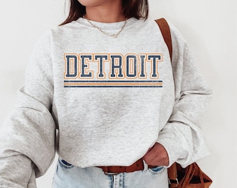 Vintage Detroit Sweatshirt Womens Detroit Baseball Sweatshirt Tigers Baseball Fan Gift Baseball Opening Day Game Day Apparel Retro Detroit