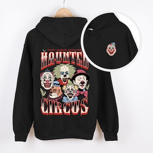 Halloween Hoodie, Creepy Clown Sweatshirt, Scary Horror Hoodie, Vintage Circus Pullover, Haunted Clowncore, Spooky Freakshow Shirt