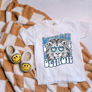 Kids Detroit Lions Football Shirt Youth Comfort Colors Shirt Detroit Football Game Day Shirt Teen Detroit Tshirt Matching Family Shirts