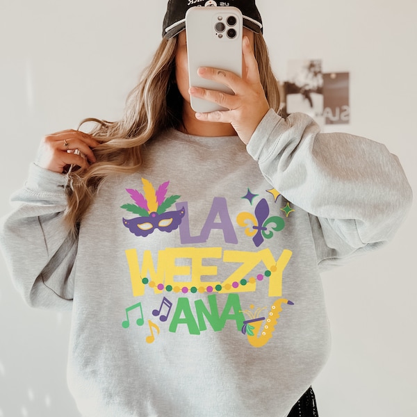 Mardi Gras Shirt Louisiana Fat Tuesday La Weezy Ana Oversized Crewneck New Orleans Mardi Gras Sweatshirt Carnival Sweatshirt Fleur De Lis