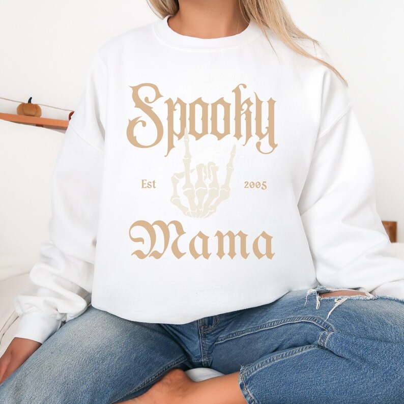 Spooky Mama Sweatshirt, Halloween Mama Crewneck, Momster Sweatshirt, Personalized Mama Sweatshirt image 3