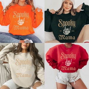 Spooky Mama Sweatshirt, Halloween Mama Crewneck, Momster Sweatshirt, Personalized Mama Sweatshirt image 2