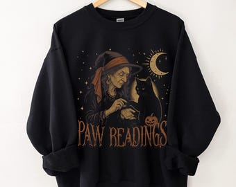 Sudadera vintage de gato brujo de Halloween: estilo Dark Academia