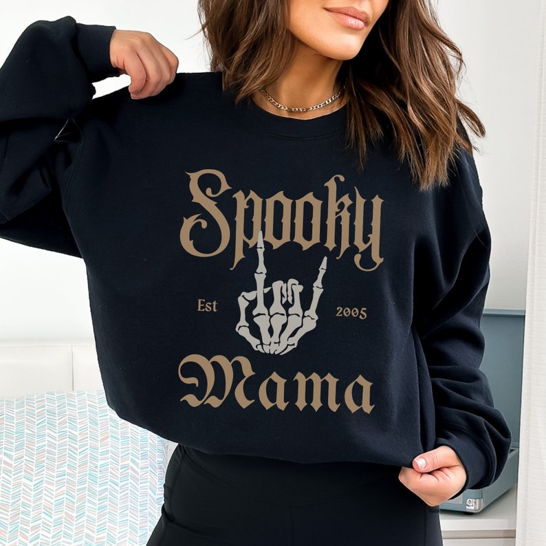 Spooky Mama Sweatshirt, Halloween Mama Crewneck, Momster Sweatshirt, Personalized Mama Sweatshirt image 1