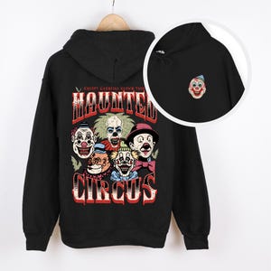 Creepy Clown Hoodie, Horror Sweatshirt, Vintage Freakshow Pullover, Clowncore Aesthetic Hoodie, Gothic Circus Hoodie, Spooky Horror Shirt