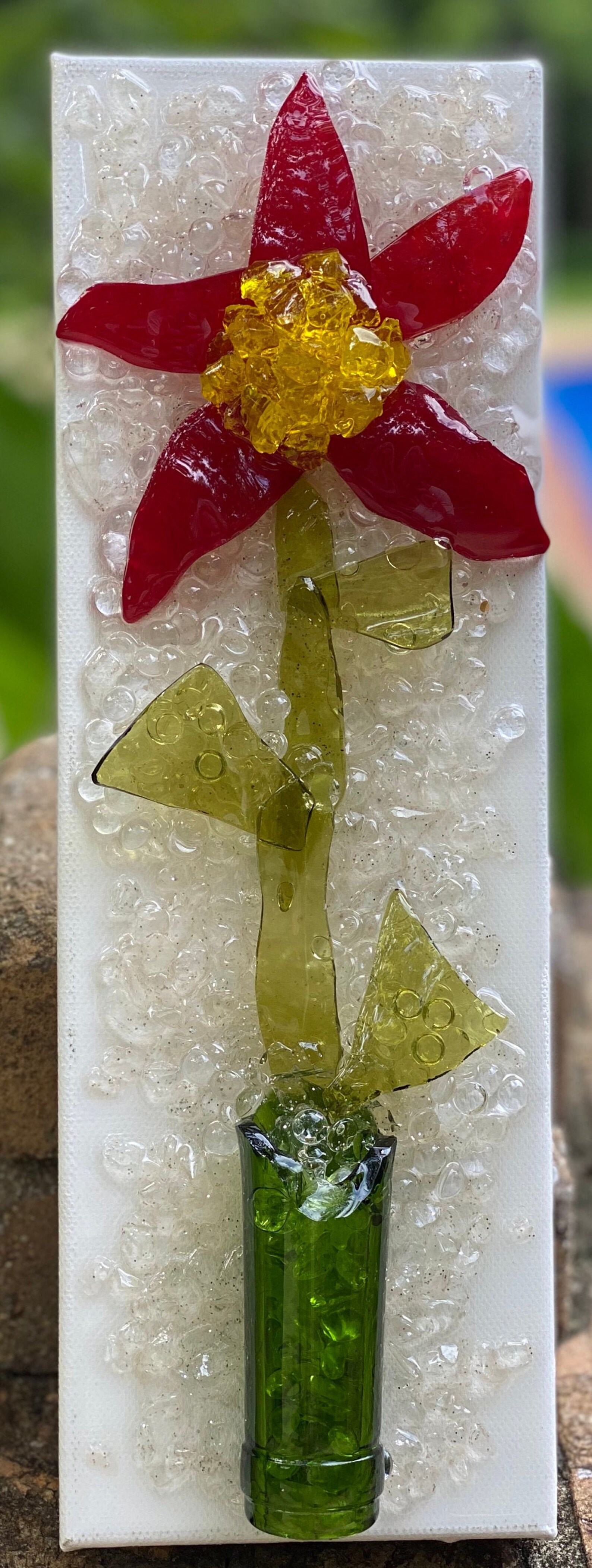 Cut Glass Flower with Epoxy Resin Coating Etsy