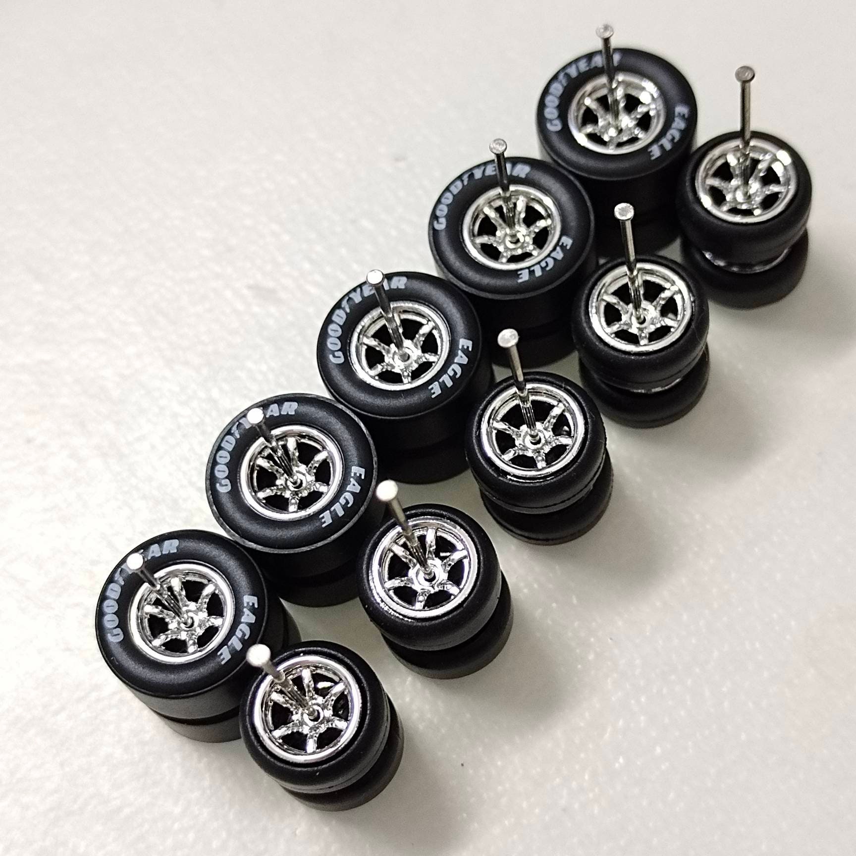 5 Sets Chevy Gasser Chrome CM6 Wheels 1/64 Rubber Tires Real Etsy